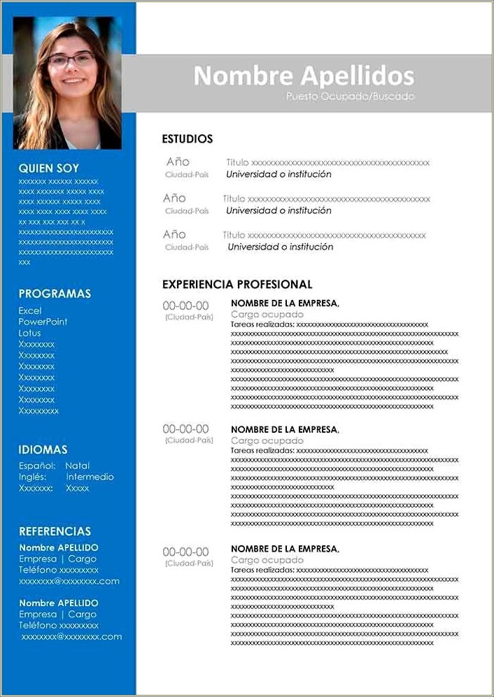 Plantilla De Resume Gratis Descarga En Word