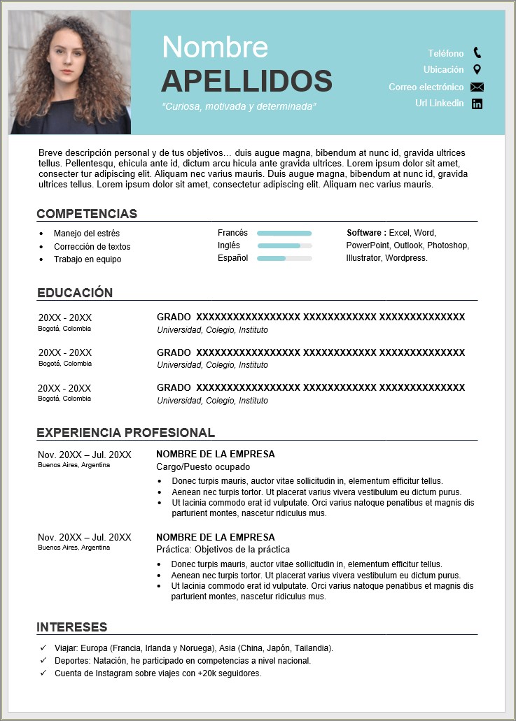 Plantillas De Resume En Word Gratis