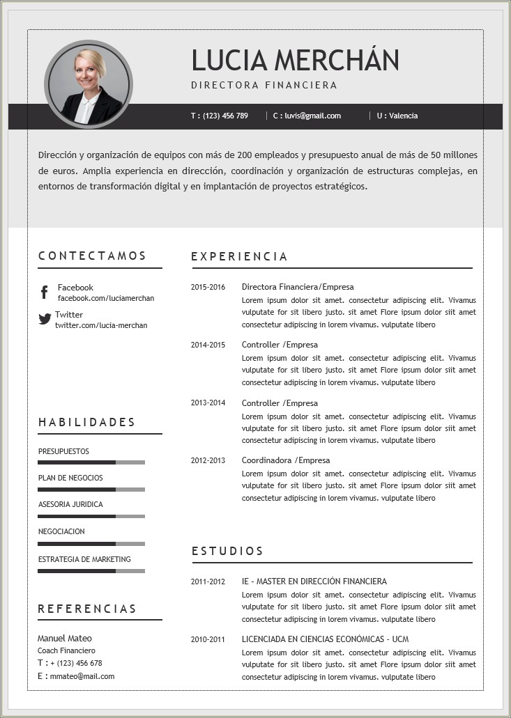 Plantillas Gratis De Resume En Word