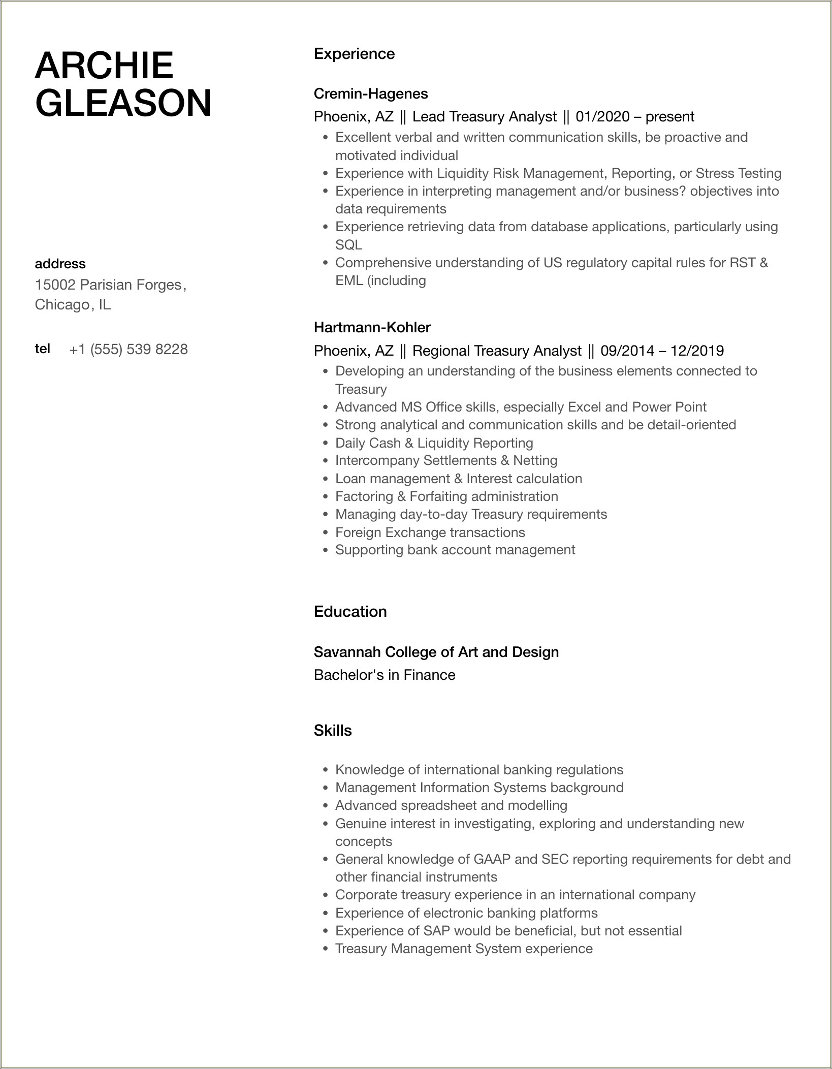 Pnc Experience In Business Analyst Resume