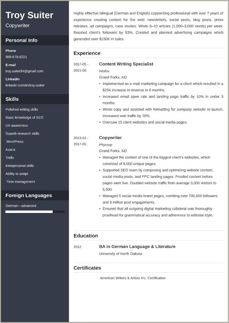 Possess A Meticulous Eye Sample Resume