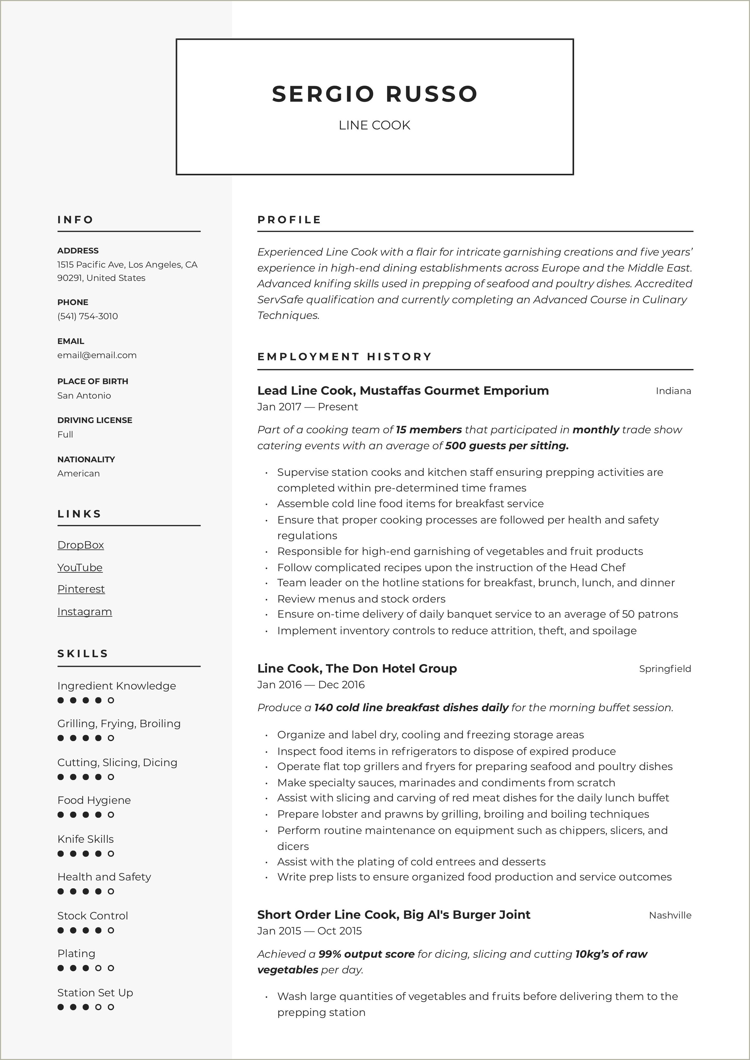 Poultry Production Line Free Resume Template