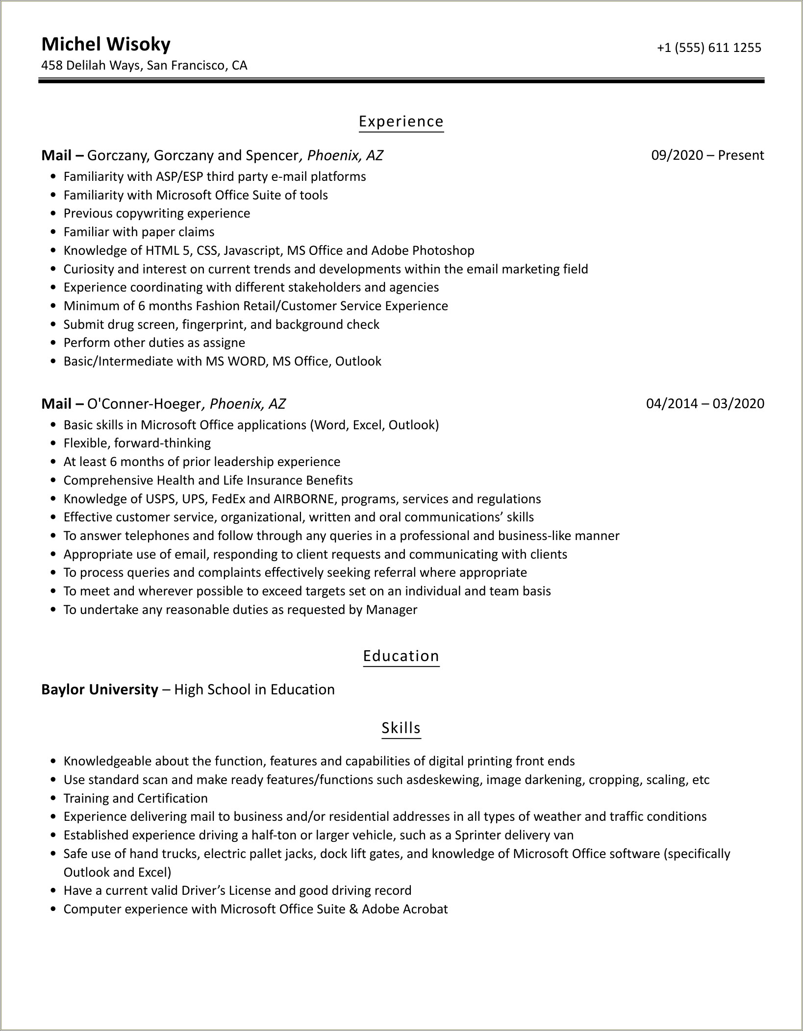 Prepared Envolopes To Mail Out Resume Wording