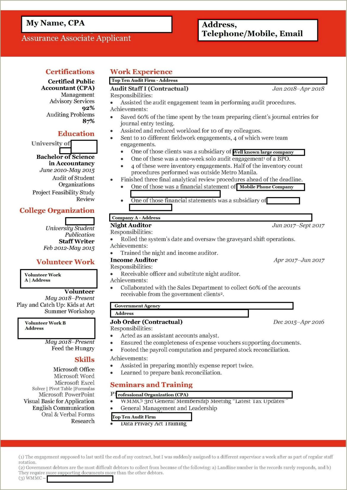 Price Waterhouse Coocper Objective Resume Statement