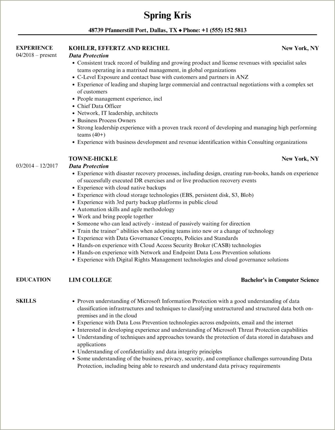 Privacy Protection Application To Job Resume