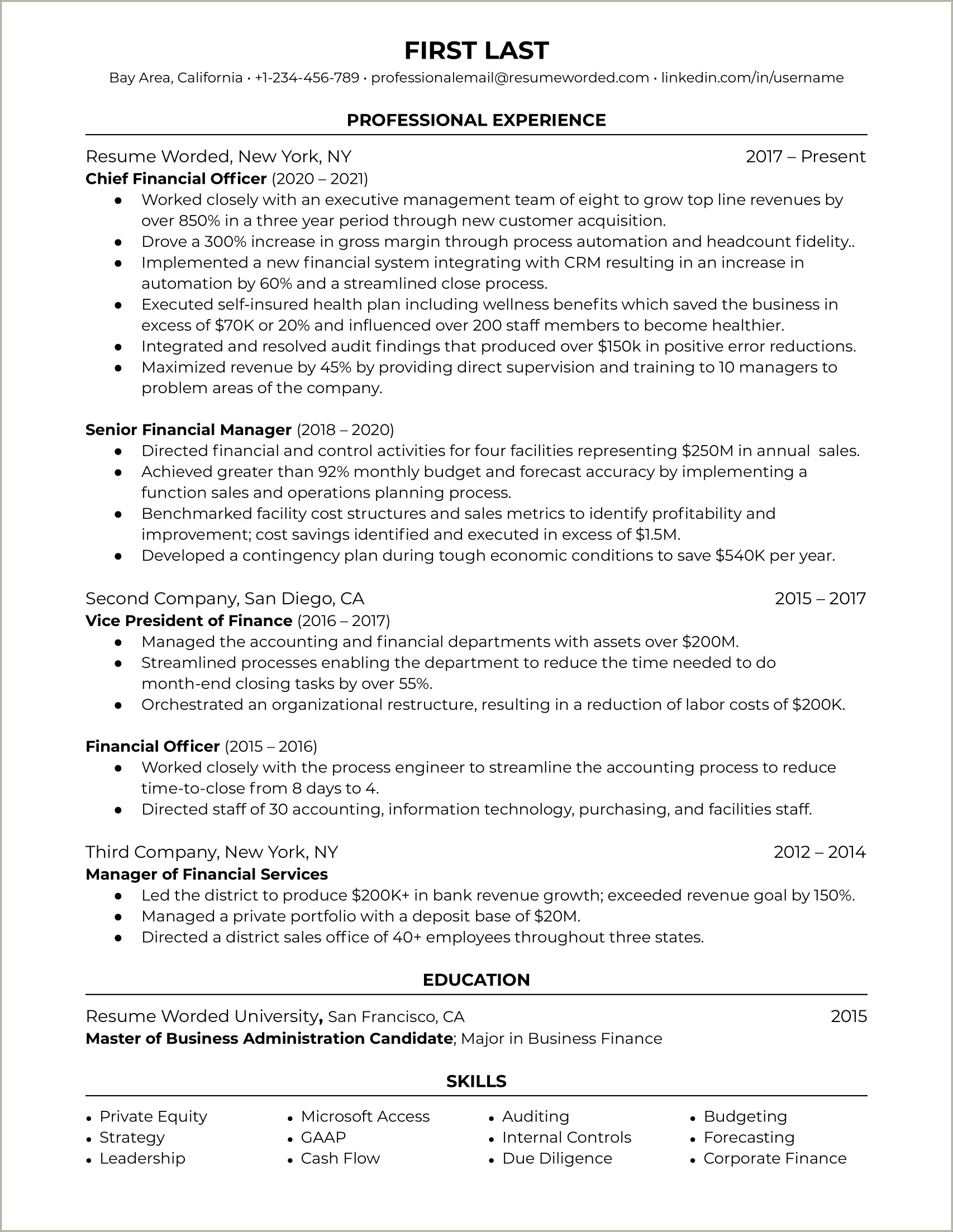 Private Equity Fund Of Funds Associate Sample Resume