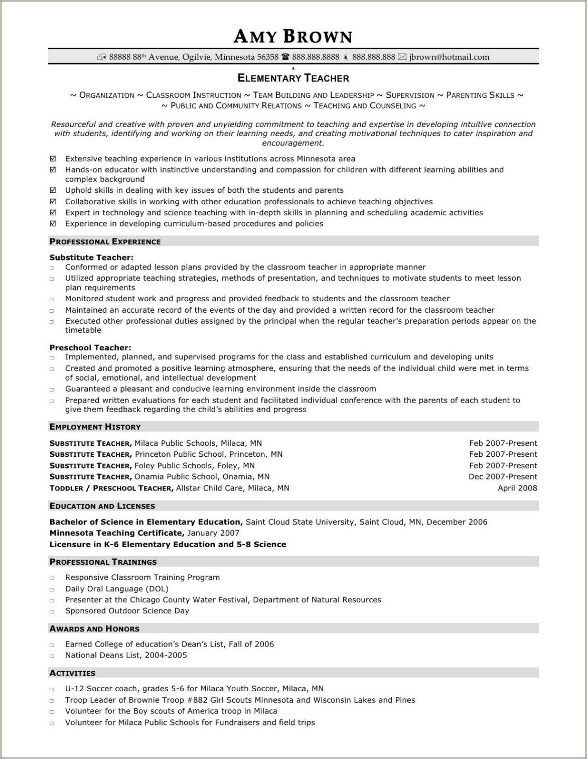 Private Tutor Sample Resume Core Qualifications