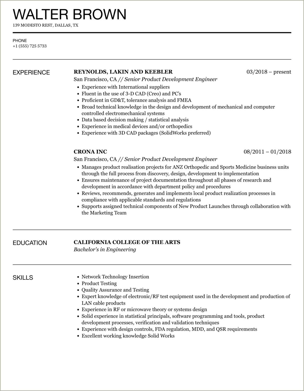 Product Development Engineer Resume Sample Automotive