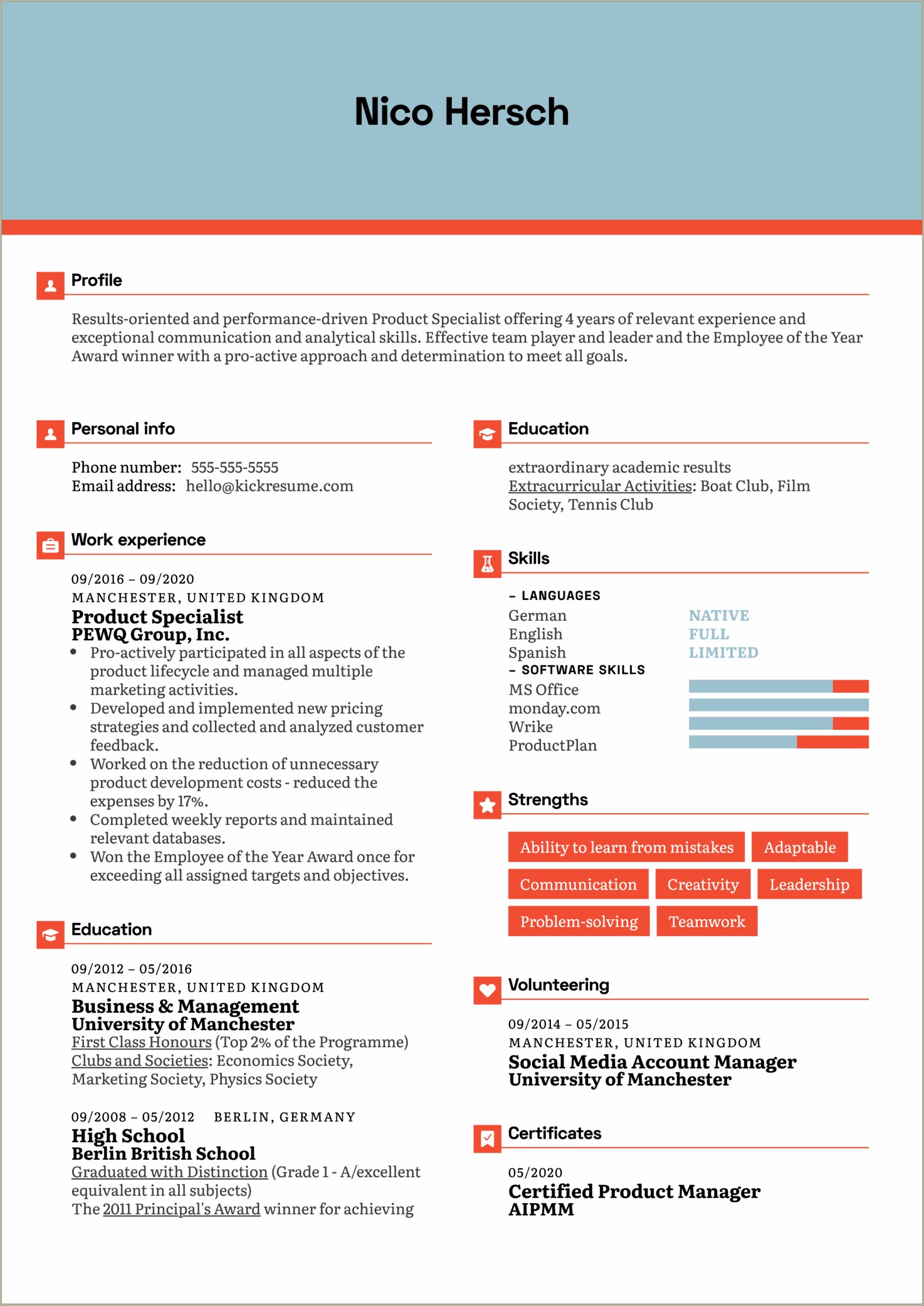 Product Manager Resume Examples For United Kingdom