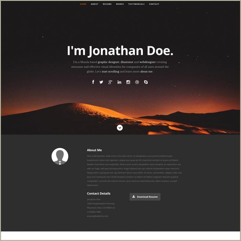 Professional Cv Resume Html Template Free Download