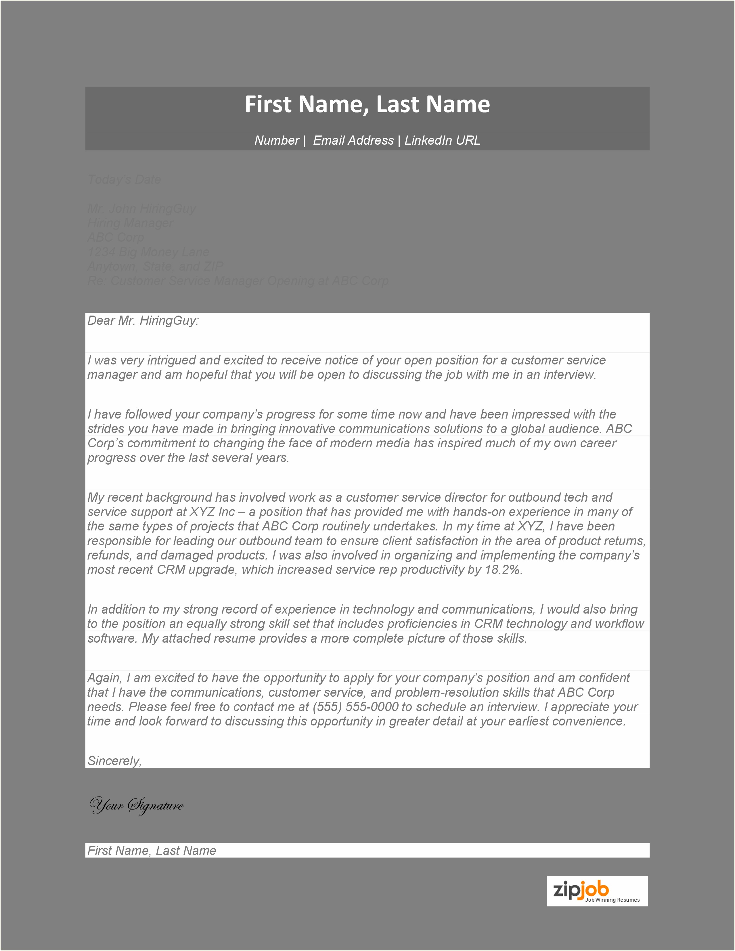 Professional Format Of Resume And Cover Letter