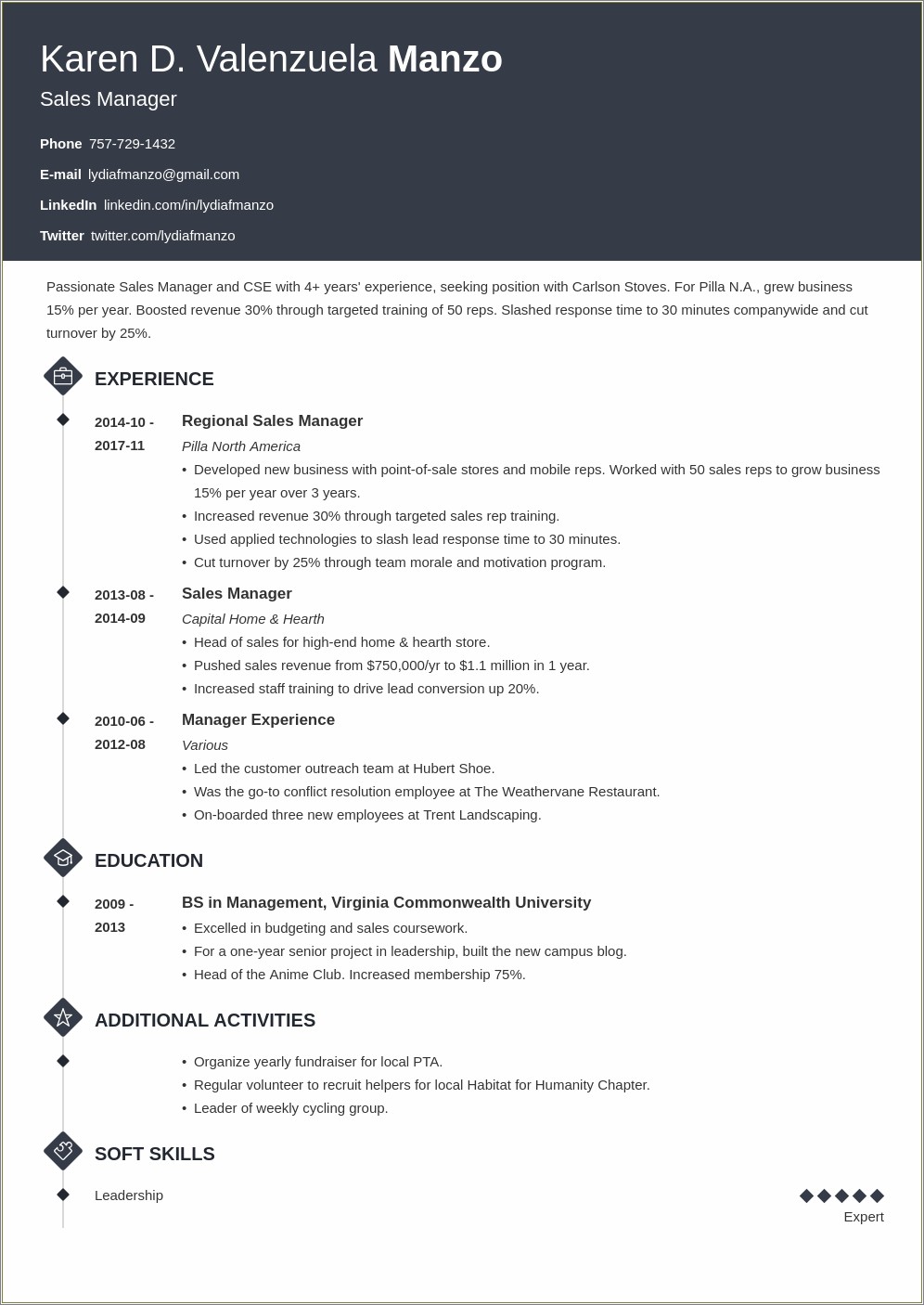 Professional Job Skills Resume Examples Manager