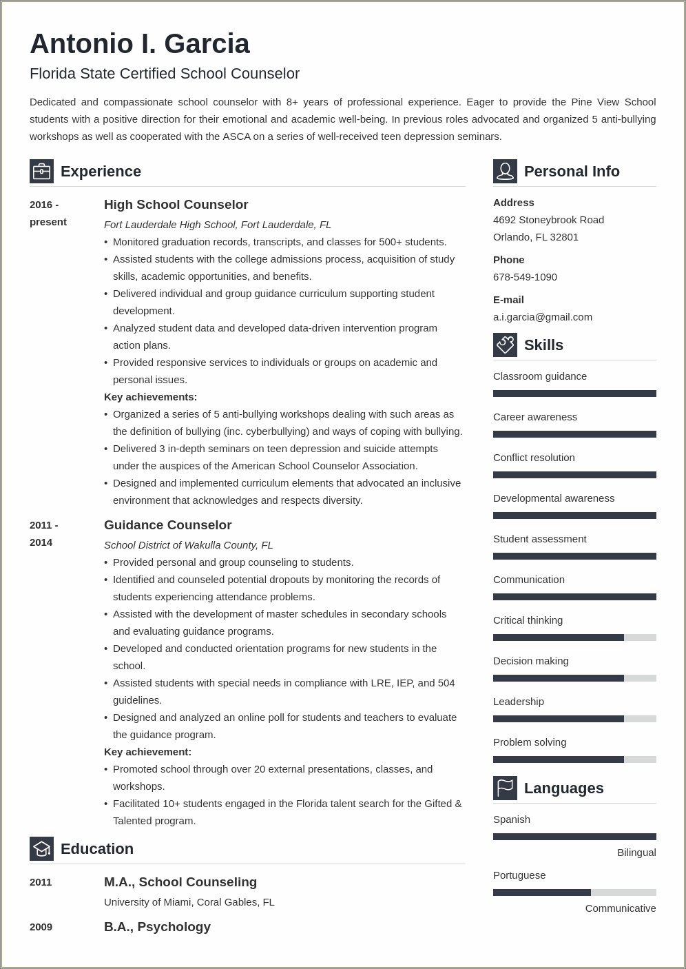 Professional Mental Health Counselor Resume Sample