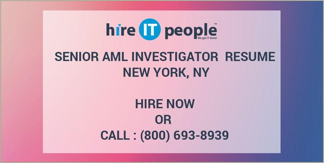 Professional Objective On Resume Aml Investigator