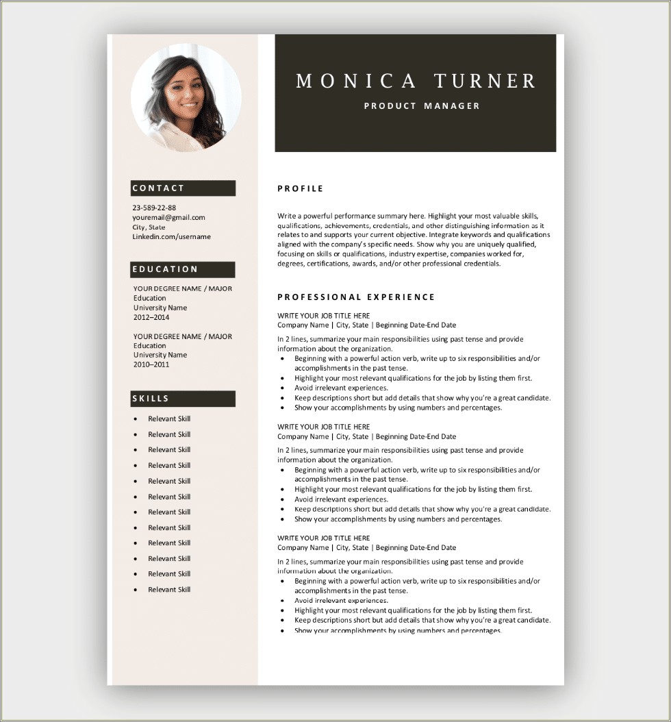 Professional Resume Templates Free To Download