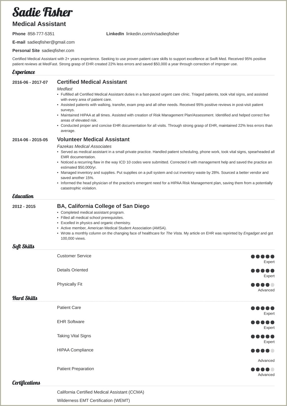 Professional Summary For Medical Assistant Resume Examples