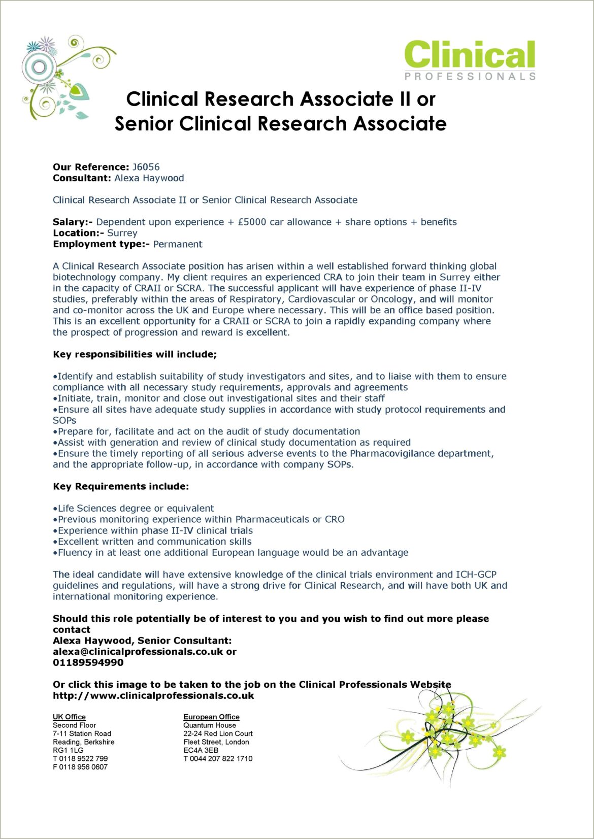 Professional Summary For Resume Clinical Research