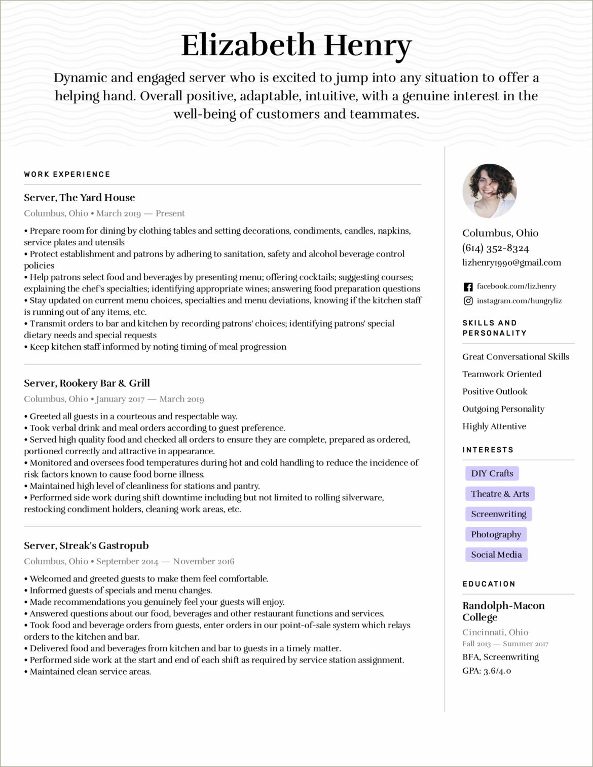 Professional Summary For Resume For Server