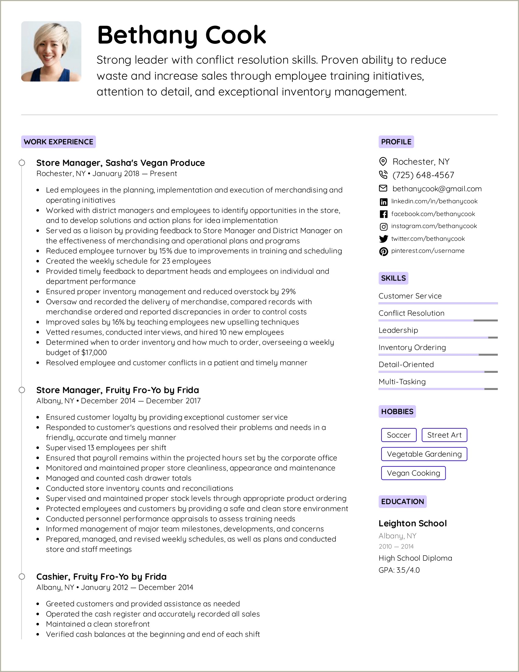 Professional Summary For Store Manager Resume