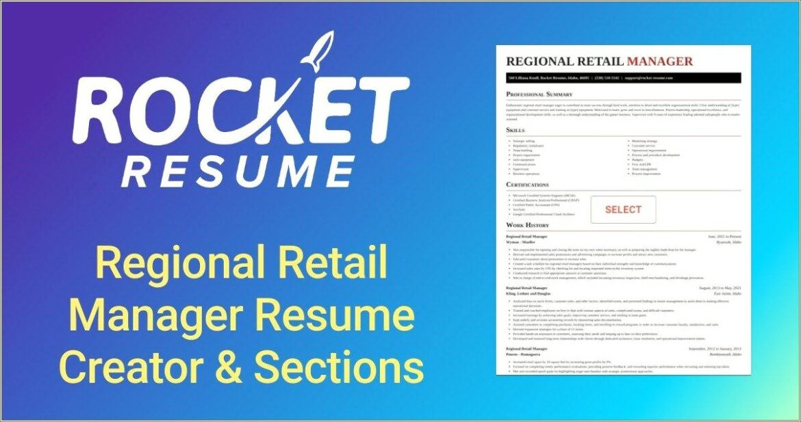 Professional Summary Of A Retail Manager Resume