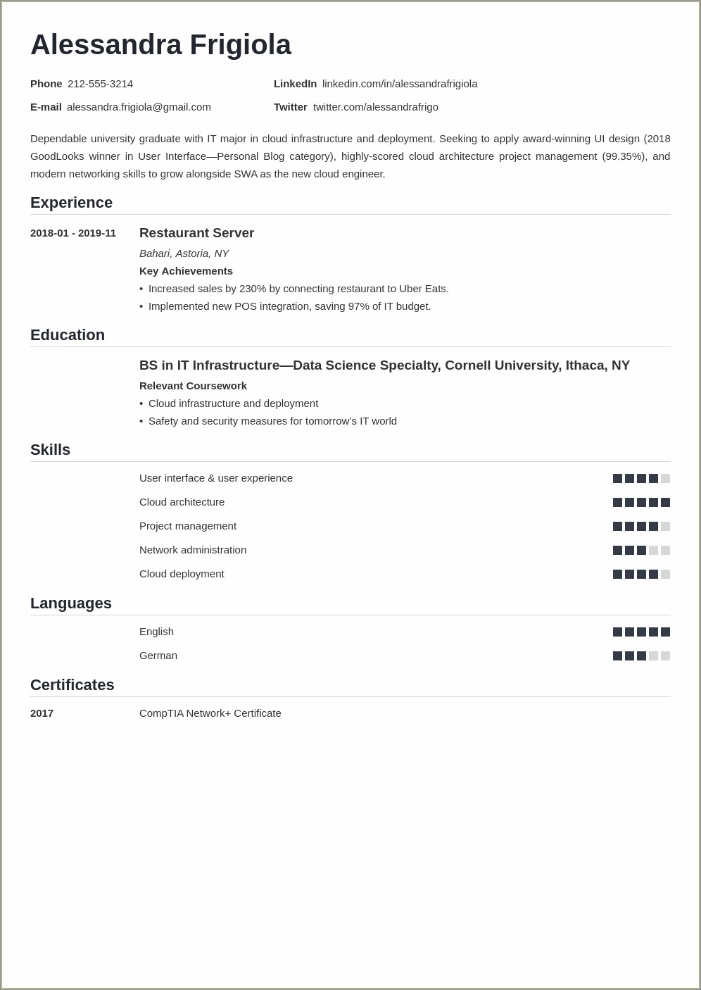 Profile For Example For Resume Entry Level