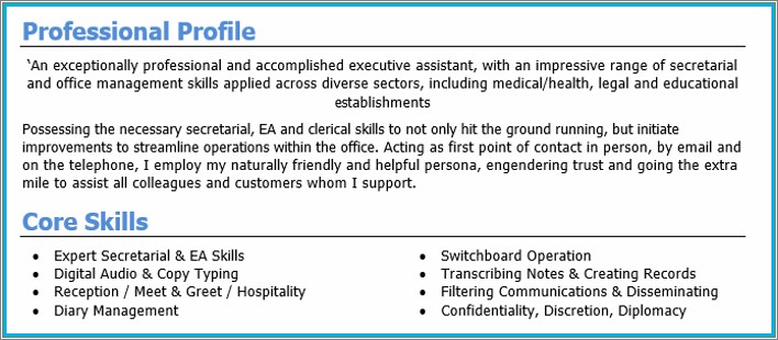Profile Part Of A Resume Example