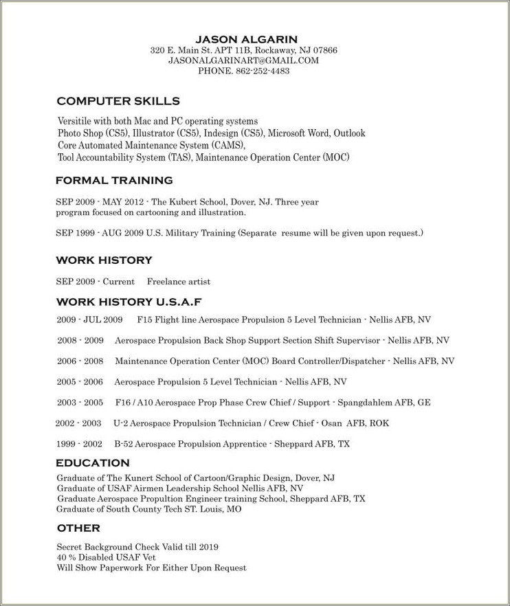 Profile Part Of A Resume Film Examples