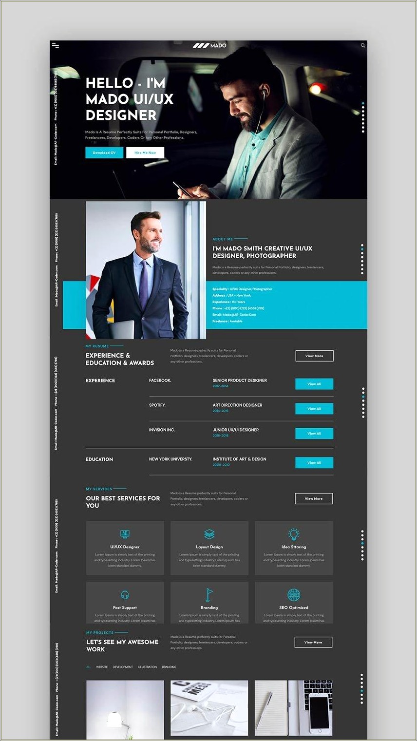 Profyl Personal Vcard Resume Html Template Free Download