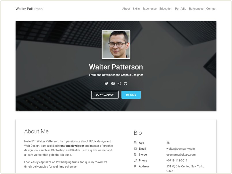Profyl Personal Vcard Resume Html Template Free