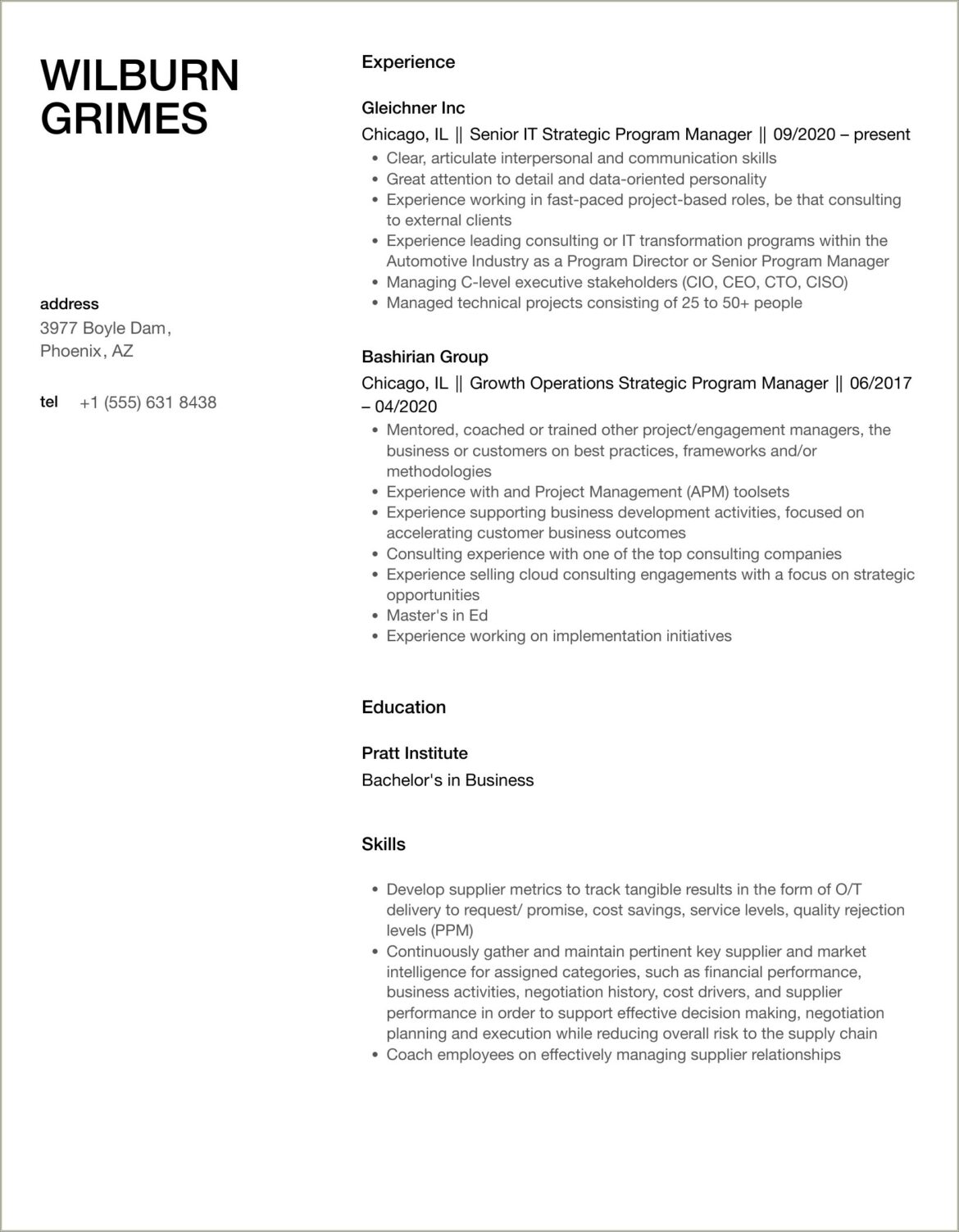 Program Manager Resume Go To Market Strategy