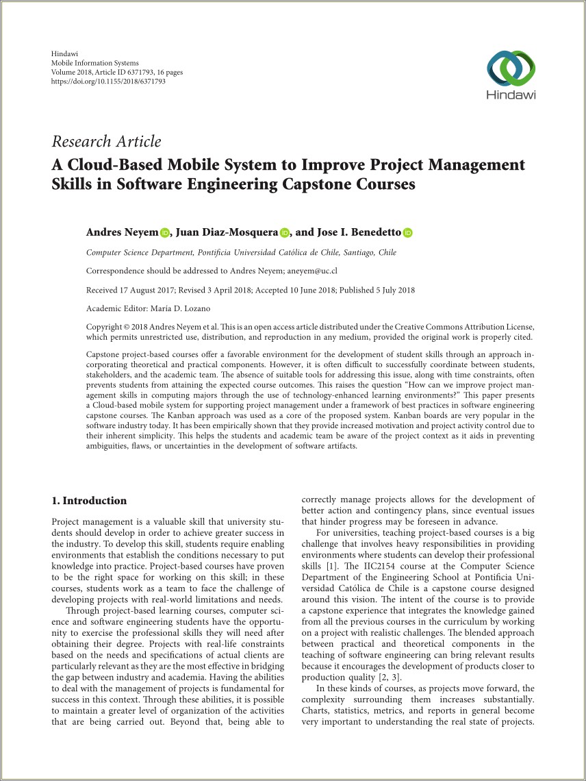 Project Management Capstone Project In Resume