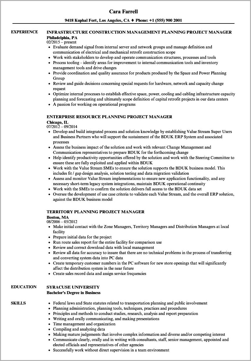 Project Management On Resume Project Proposal
