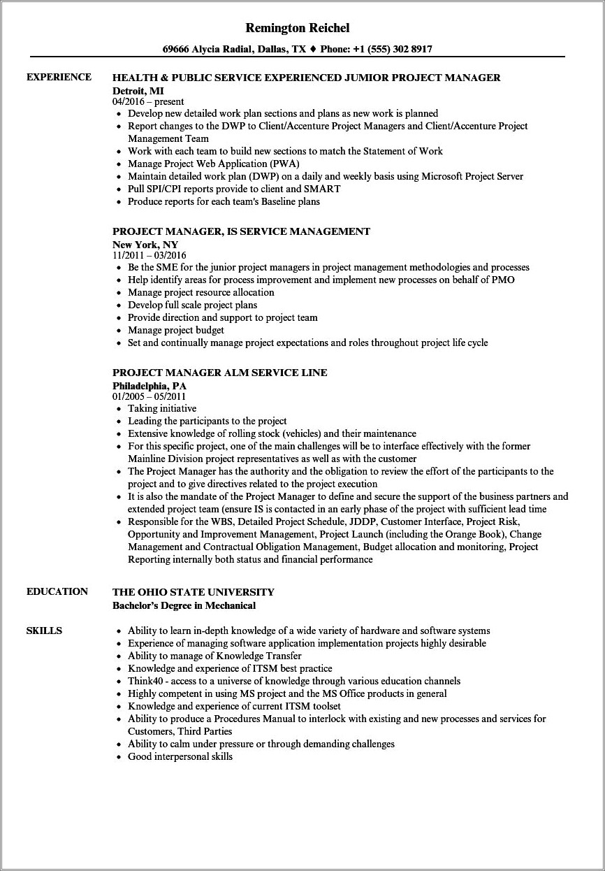 Project Management Resume Services Albany Ny