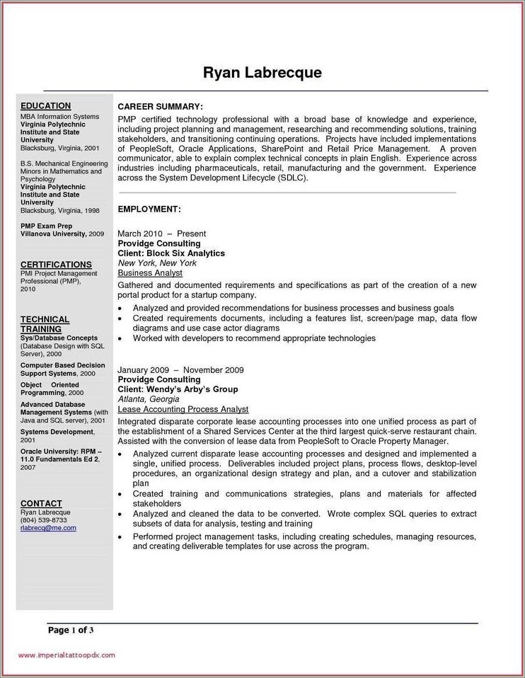 Project Manager With Sharepoint Experience Resume