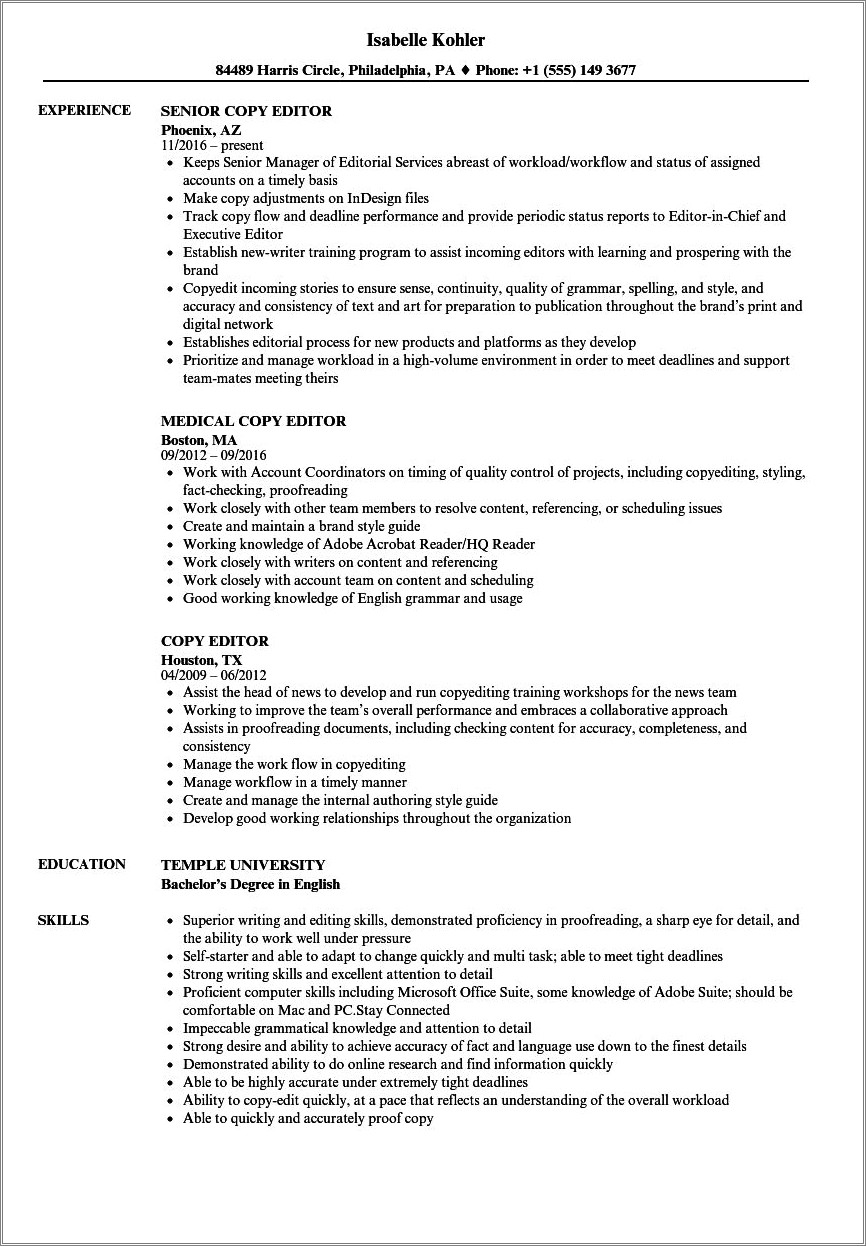 Proofreading Resume With No Work Experience