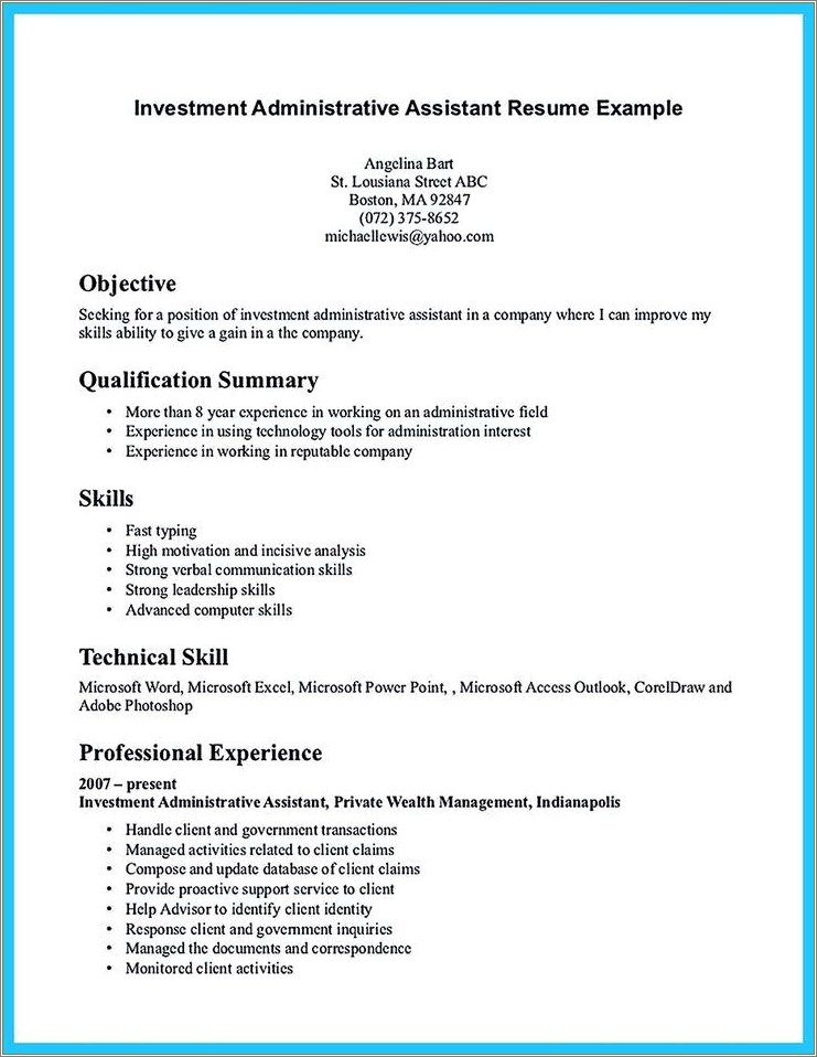 Property Management Accounting Administrative Assistant Sample Resumes