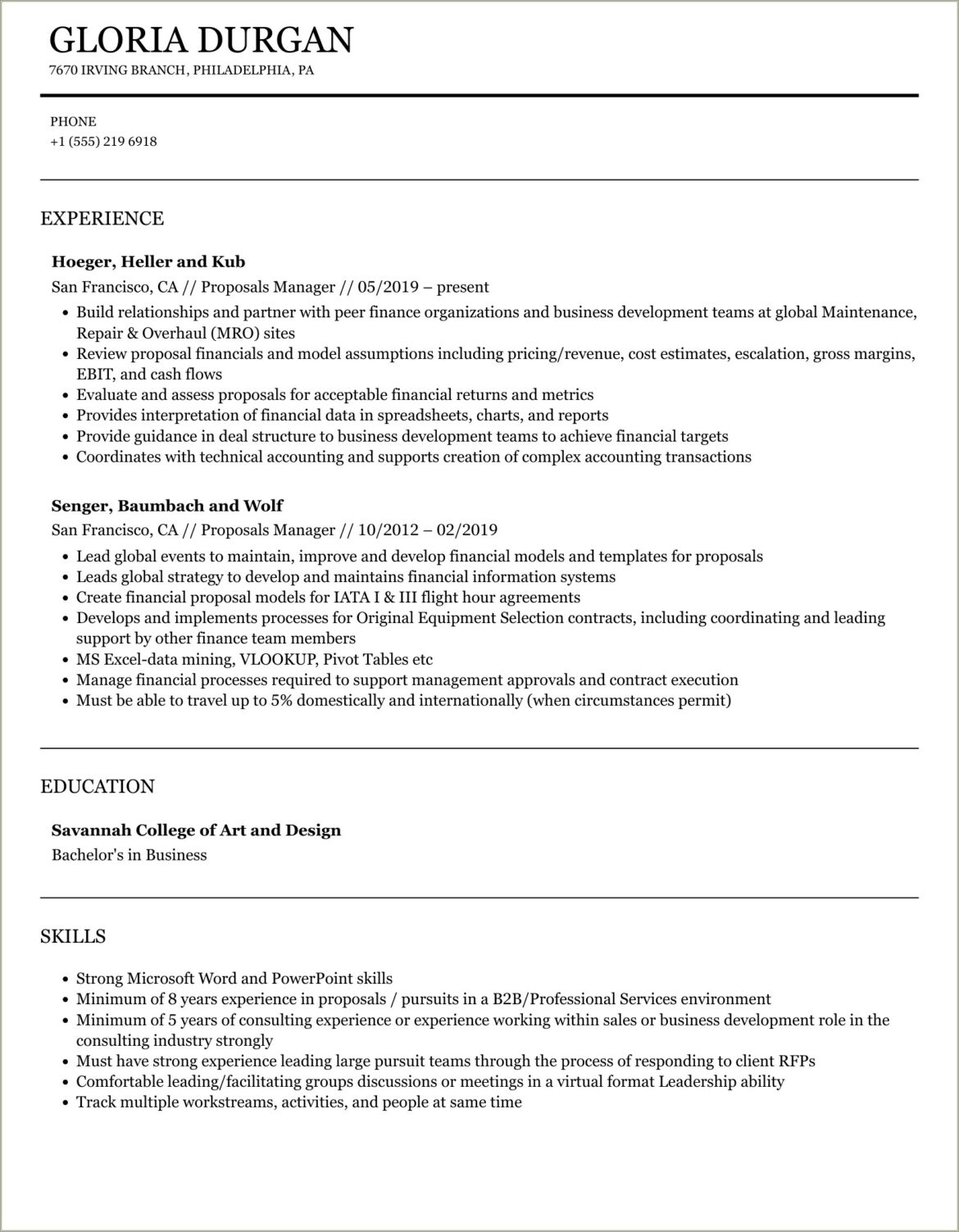 Proposal Manager Filetype Pdf Filename Resume