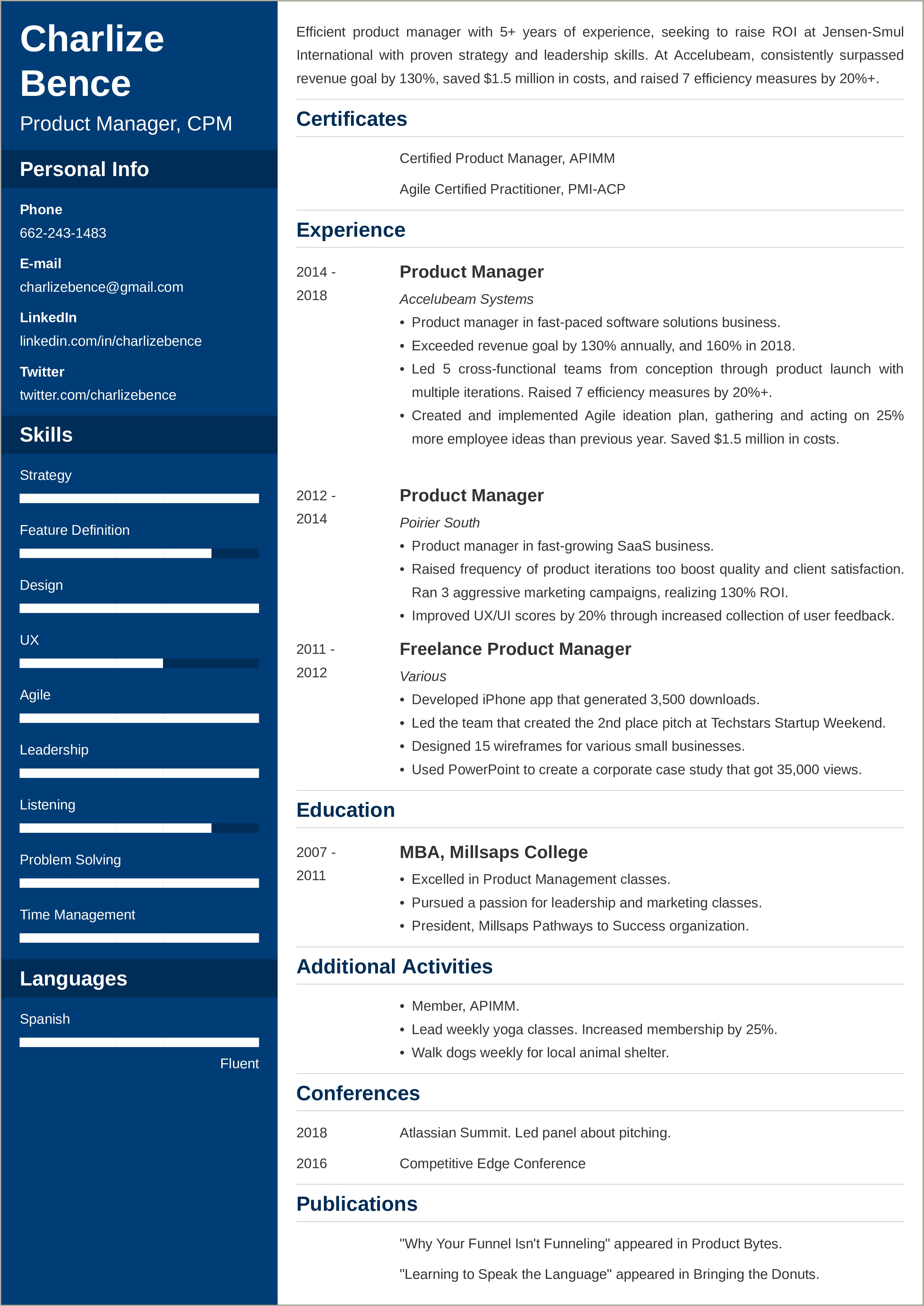 Proposition Statement For Business Manager Resume