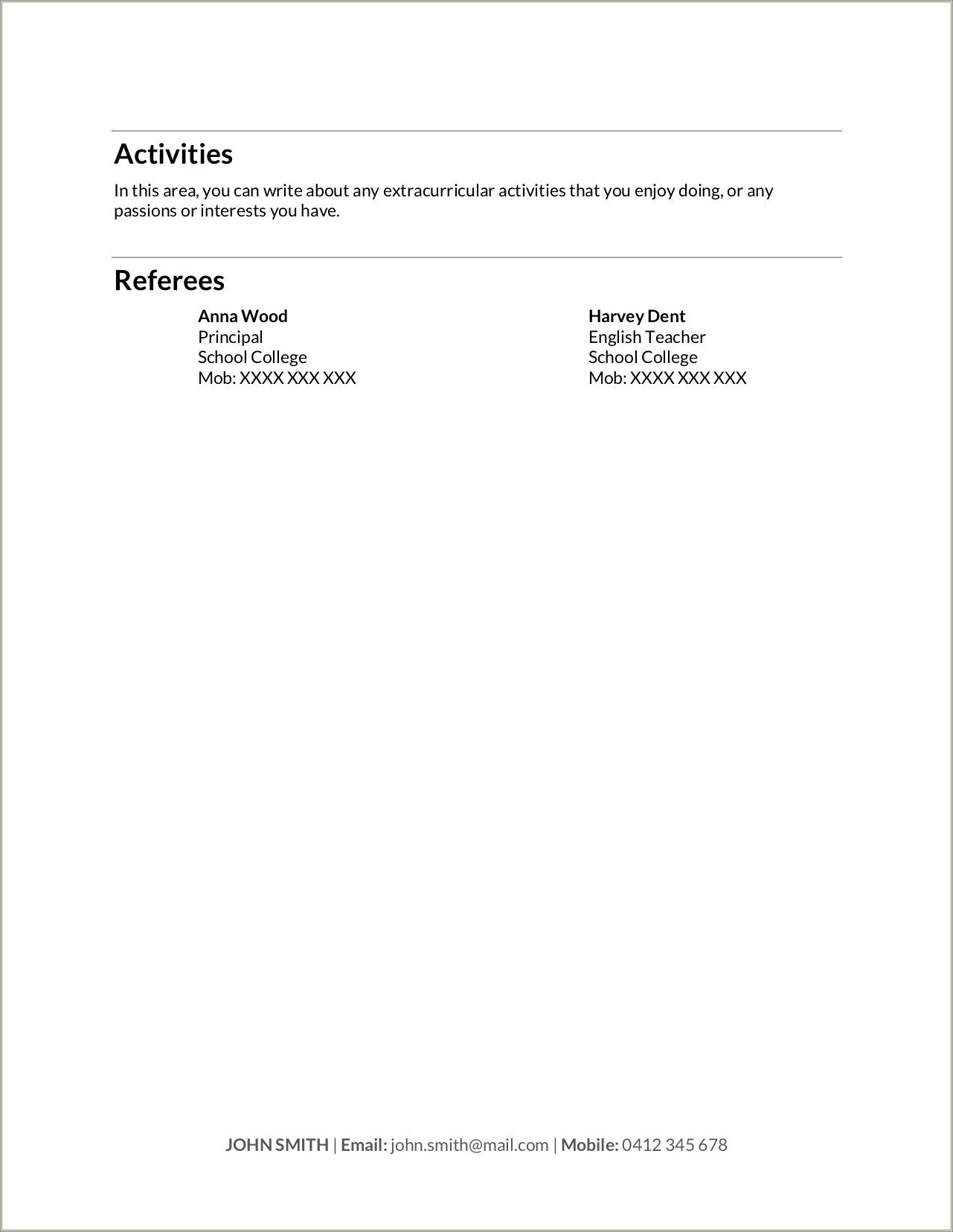 Psychologist Reference Sheet Example For Resume