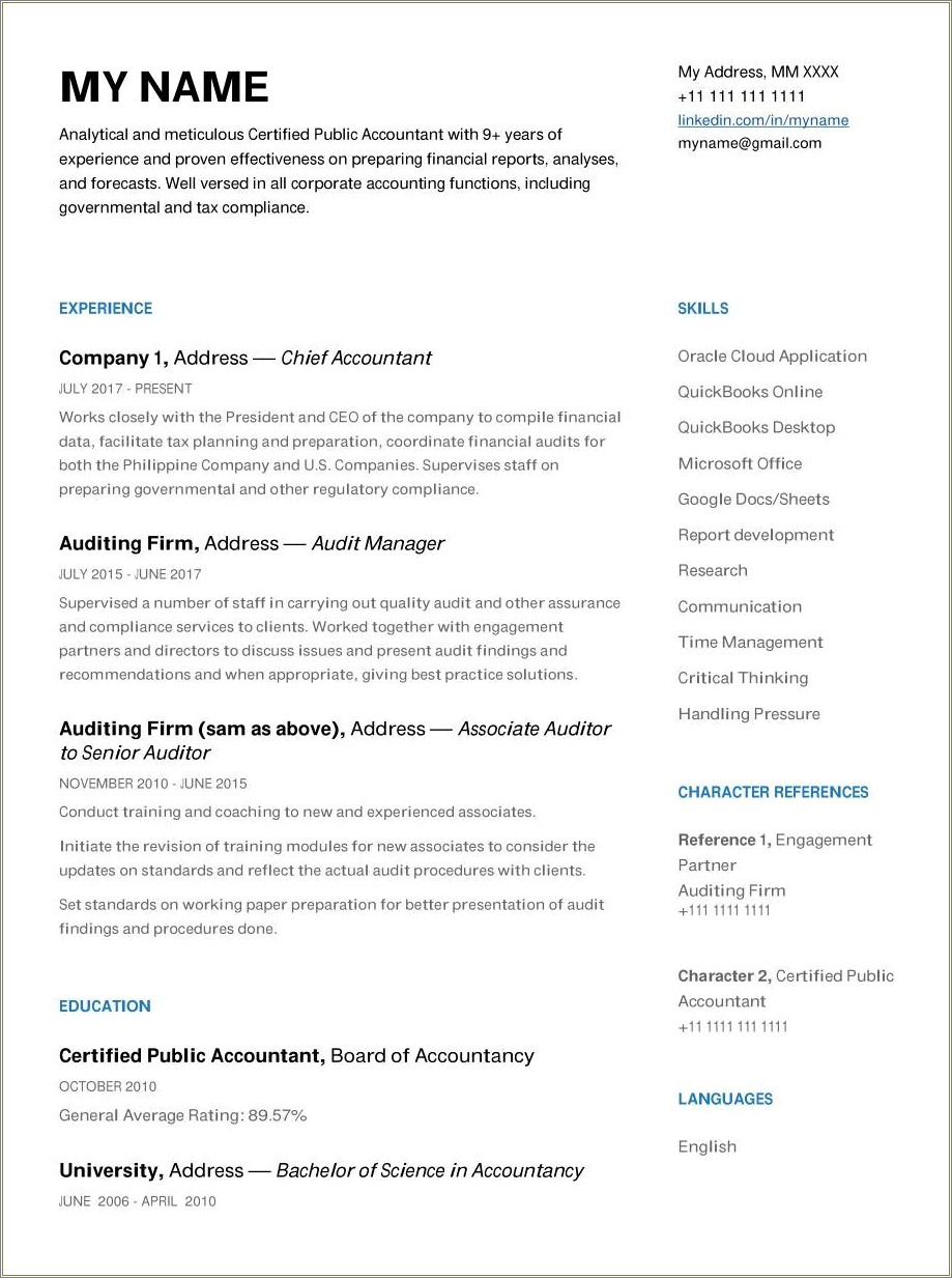 Public Accounting Can You Put Clients In Resume