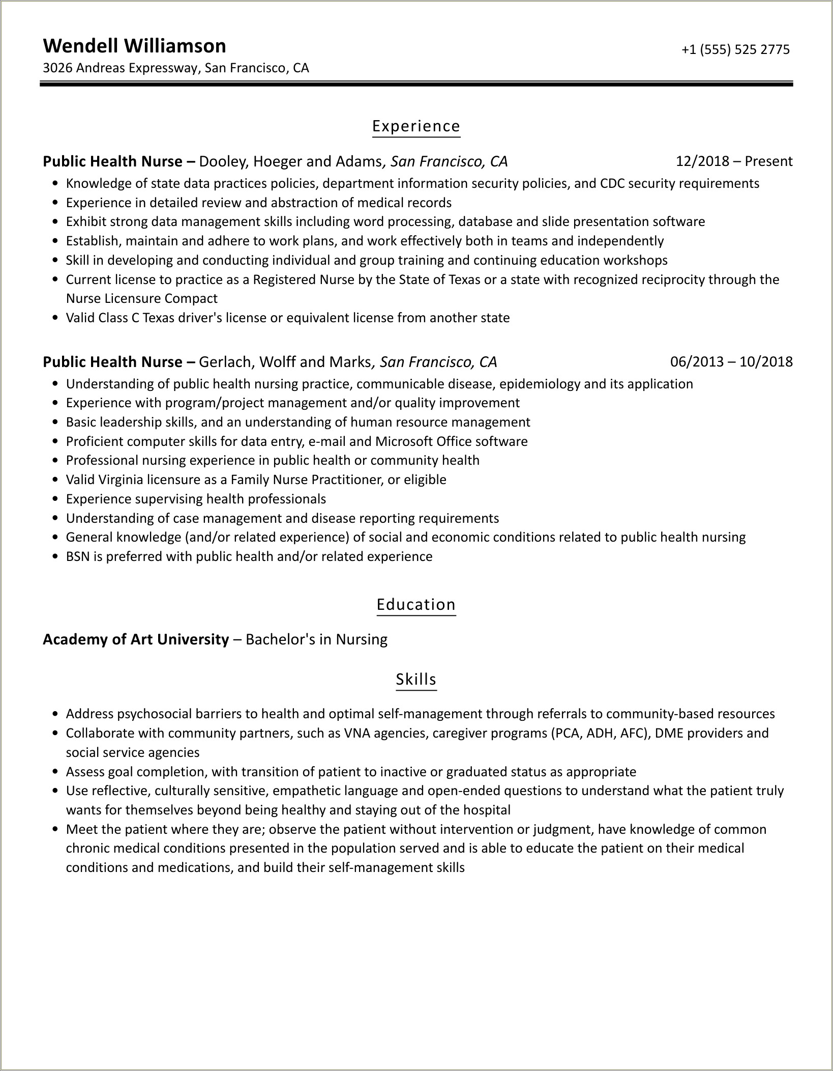 Public Health Nurse Resume Objective Sample