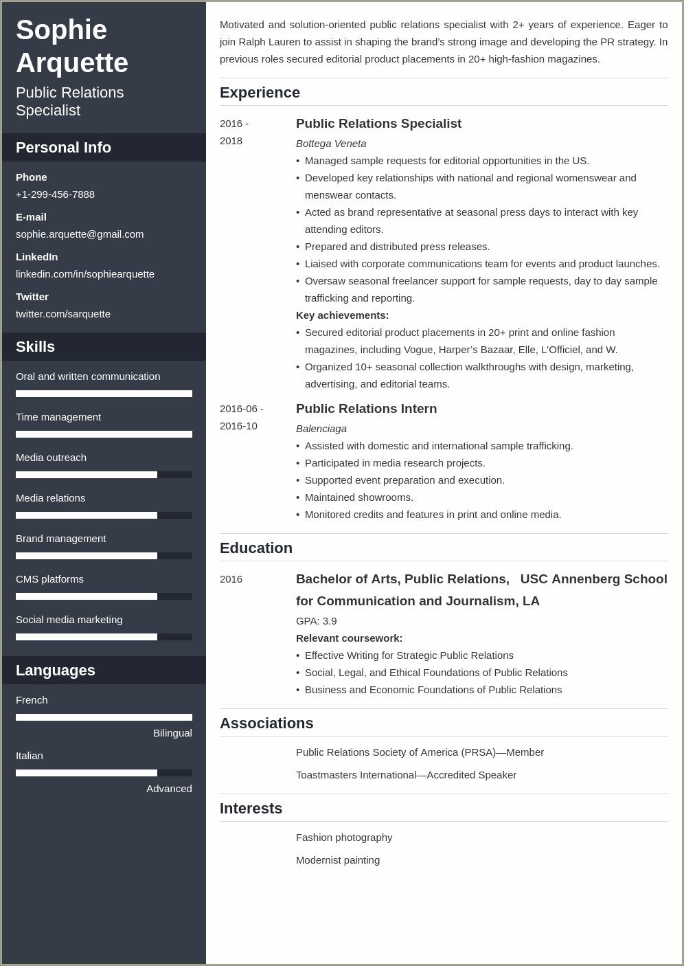 Public Relations Account Executive Resume Descriptions