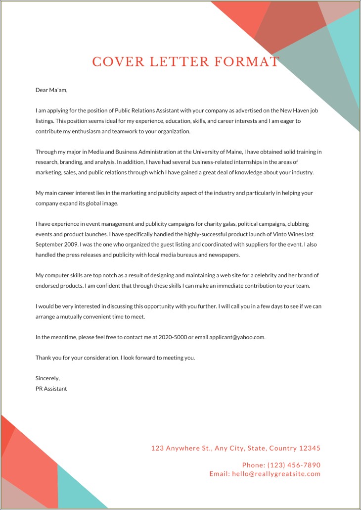 Public Relations Resume Cover Letter Examples