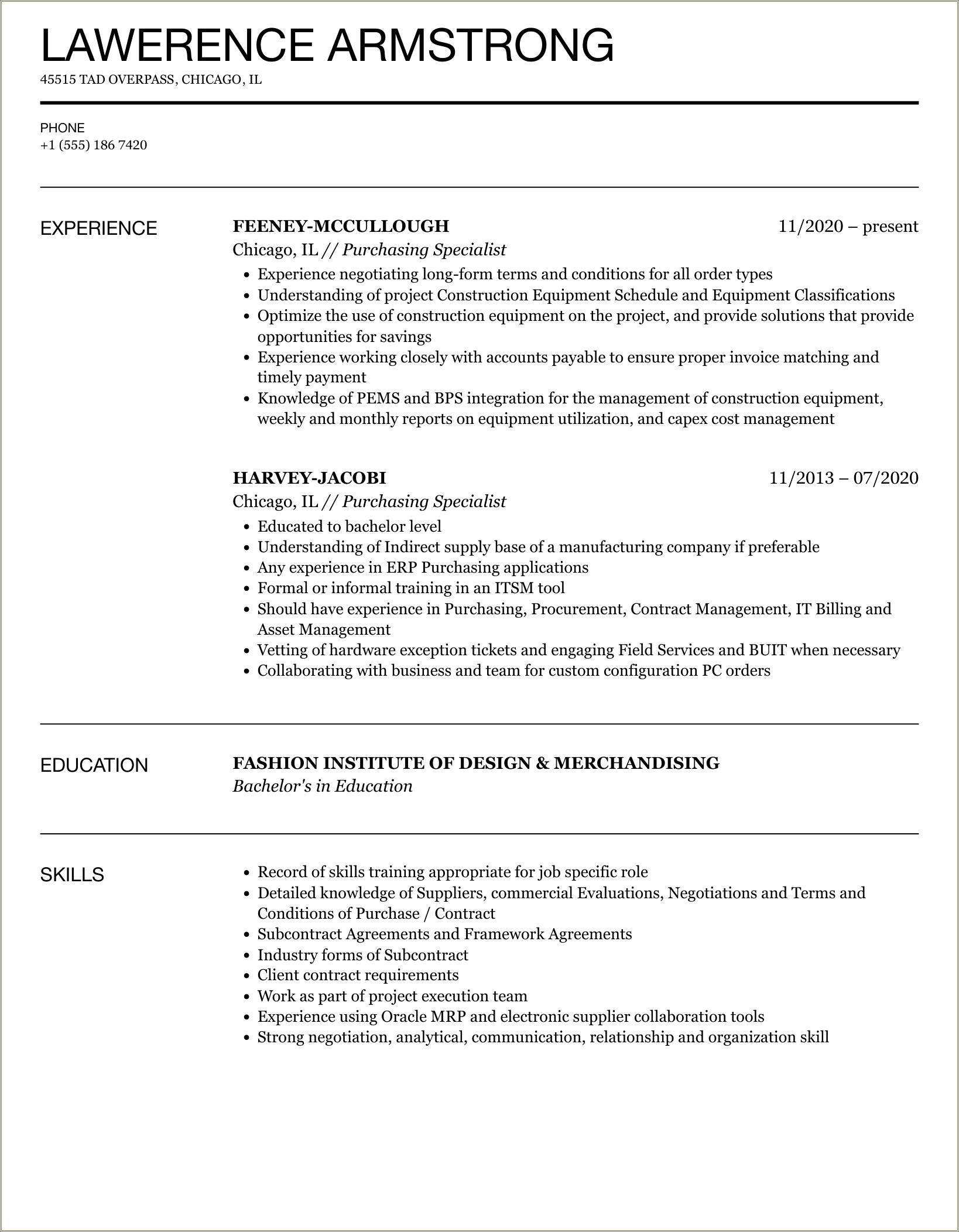 Purchase Order Specialist Job Description For Resume