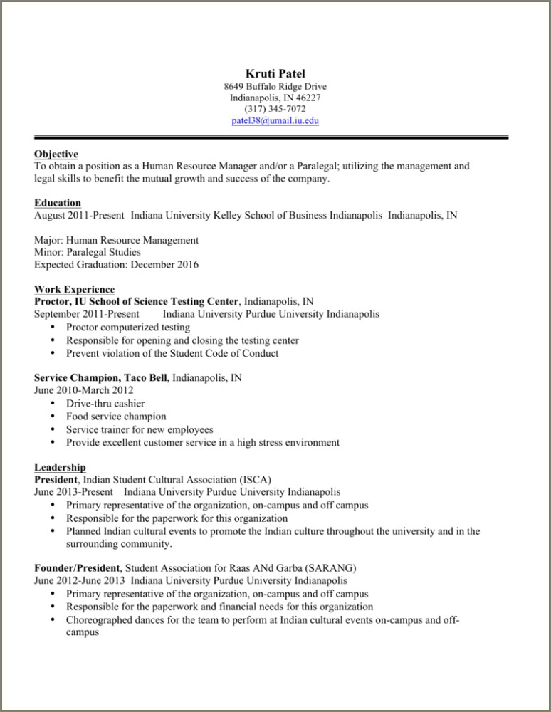 Purude Owl High School Graduate Resume