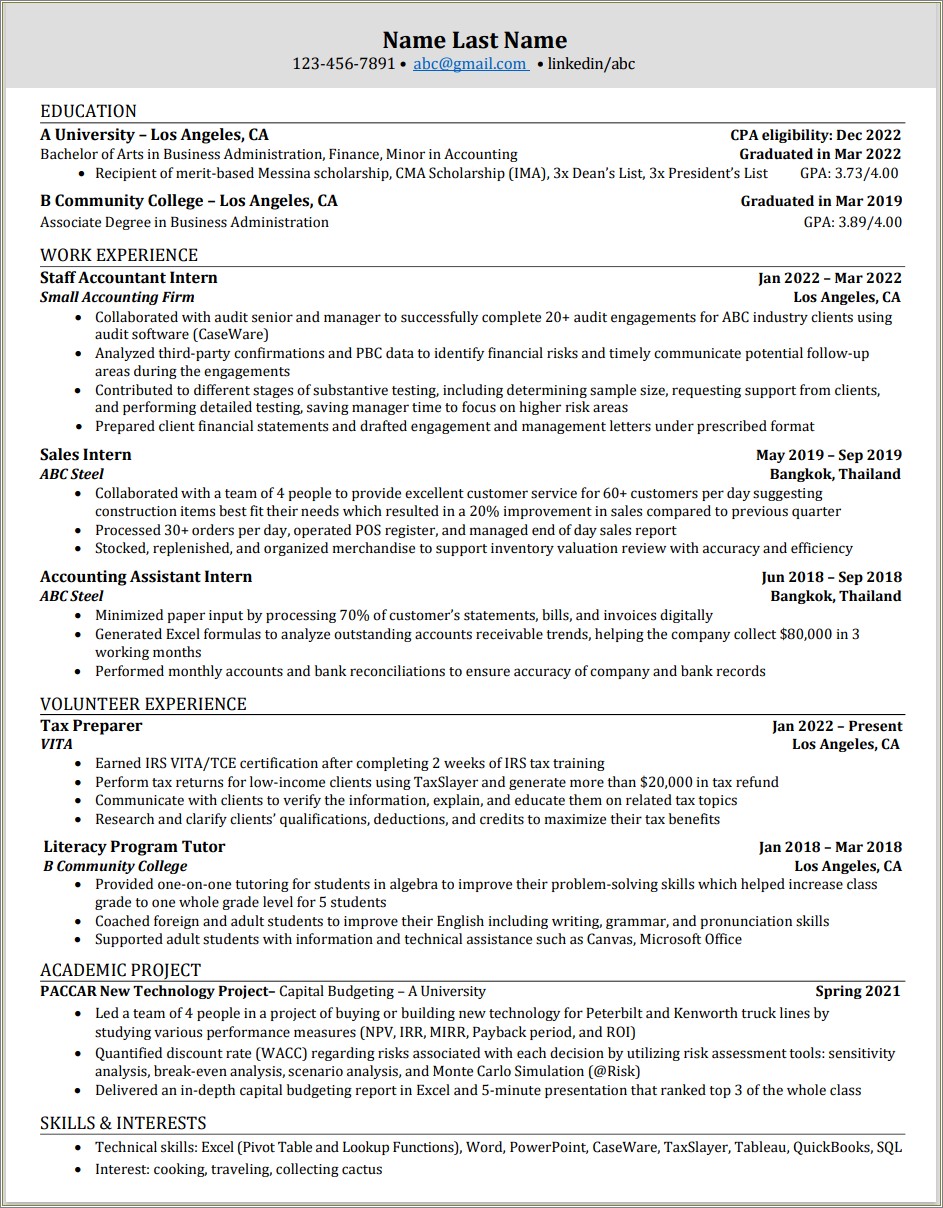 Putting Cpa Eligibilty On Resume While In College