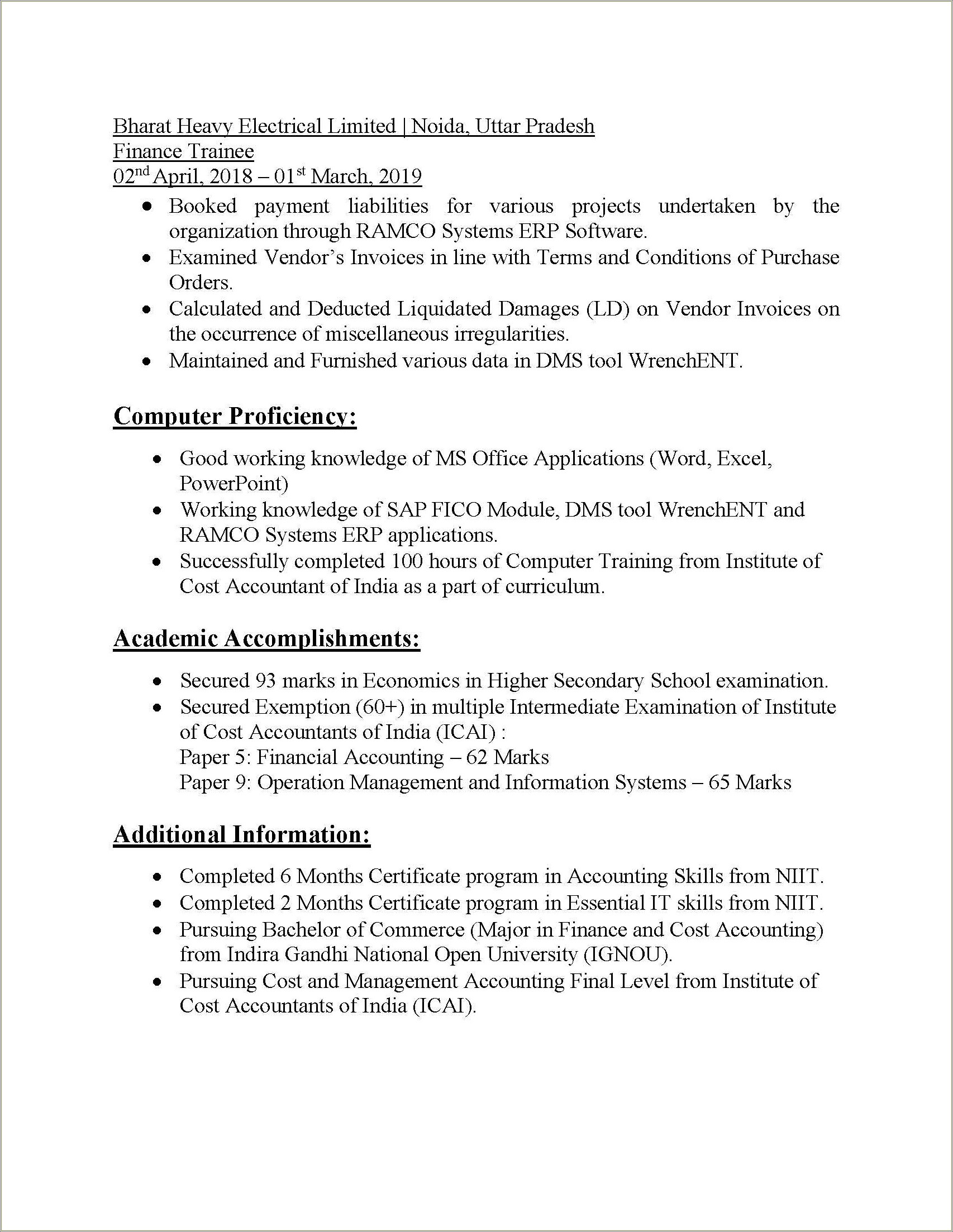 Putting Knowledgeable And Proficient On Resume