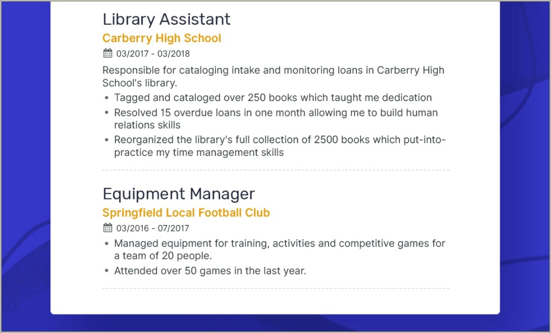 Putting School Team Project On Resume