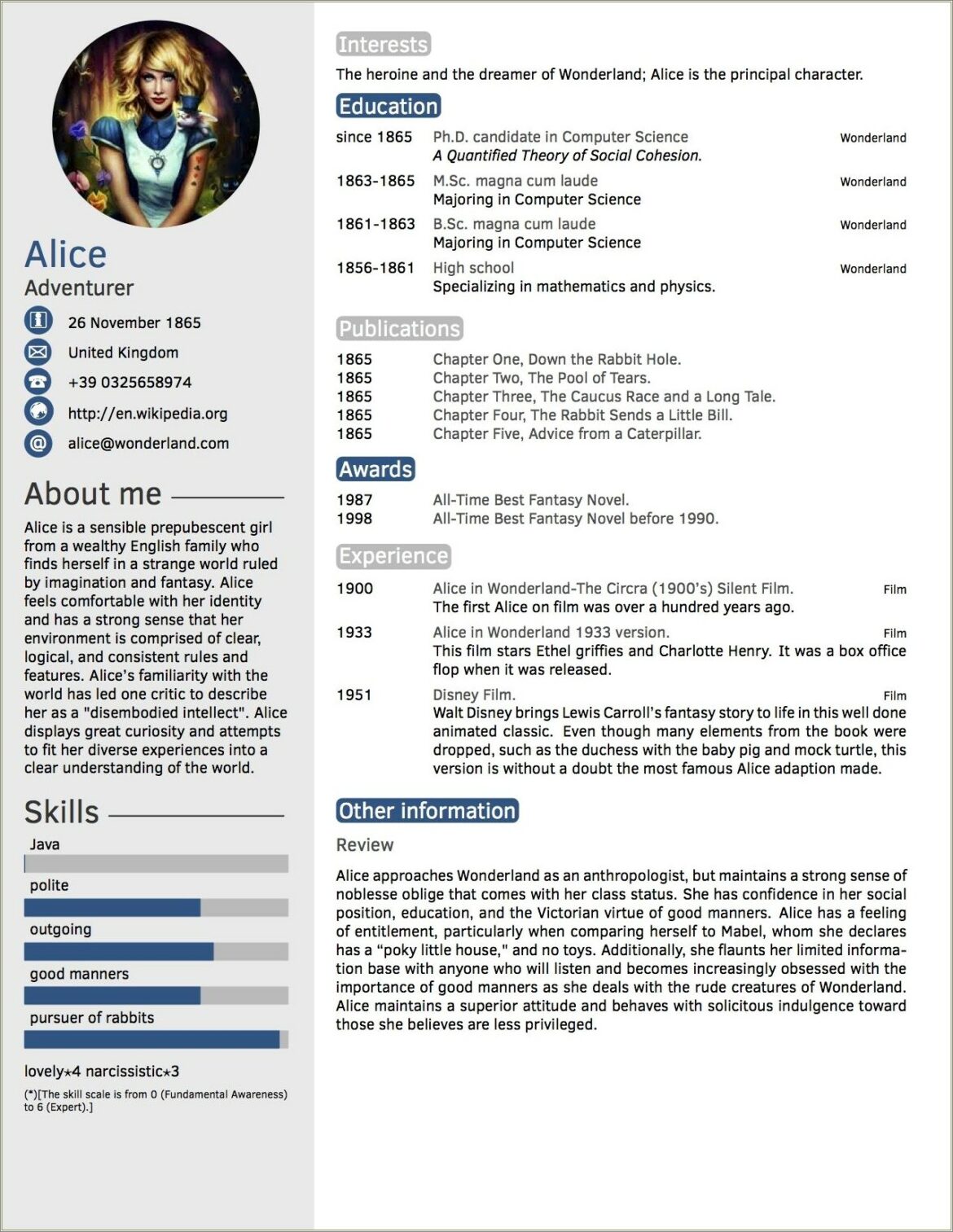 Putting Skills In Table Format For Resume