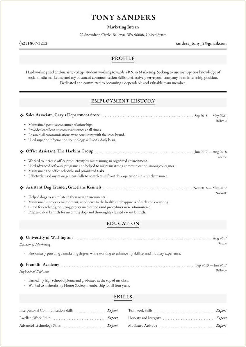 Putting Your Internship Experience On A Resume